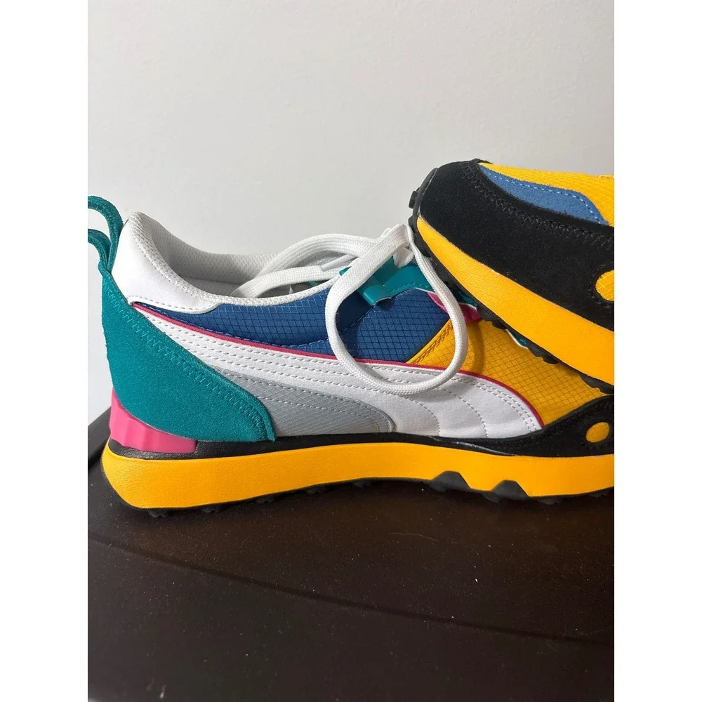 PUMA Rider FV Future Vintage Sz 12 Sneakers Yellow Green Pink Men's Retro Vibes
